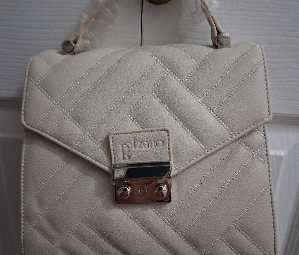 NEW Bolzano Baby Brie Vegan Leather Cream Bag